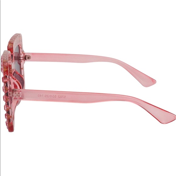 Oversized Pink Rhinstone Sunglasses - Picture 3 of 4
